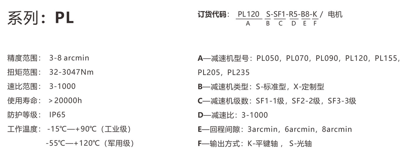 PMS普玛斯精密行星减速机-低背隙齿轮箱PL-选型参数